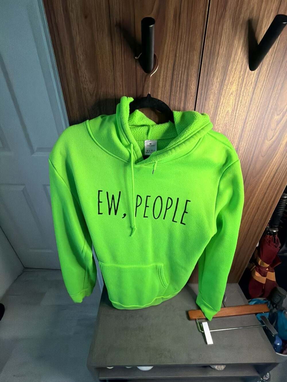 DKHANDMADE Ew, People Neon Green Graphic Hoodie